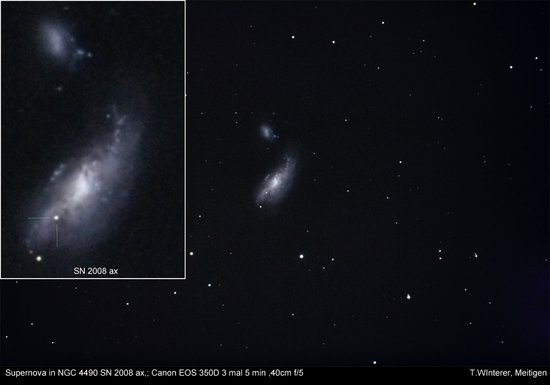 Supernova 2008ax in NGC 4490 aufgenommen von Thomas Winterer